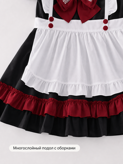 Lolita maid cosplay costume, black and red