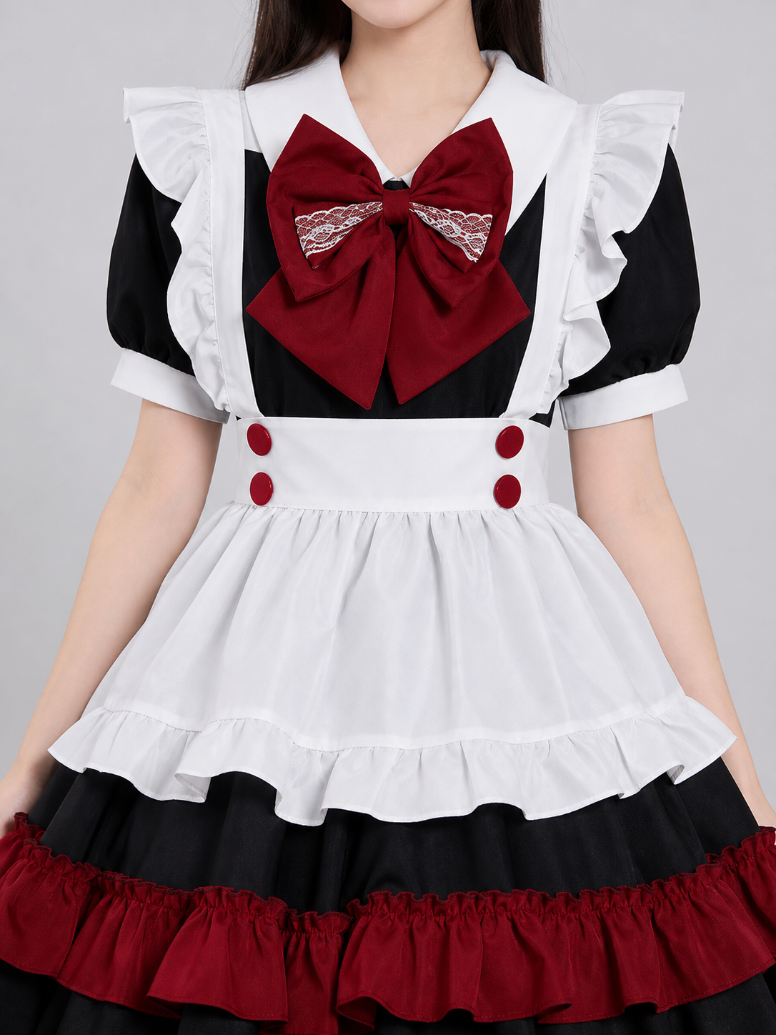 Lolita maid cosplay costume, black and red
