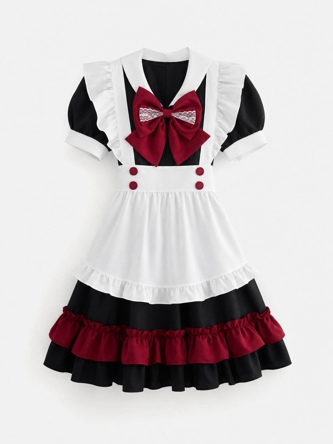 Lolita maid cosplay costume, black and red