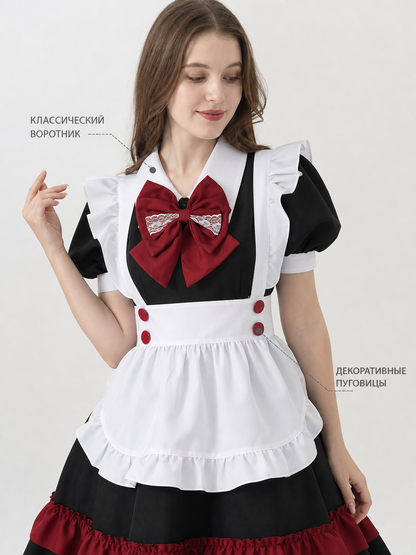Lolita maid cosplay costume, black and red