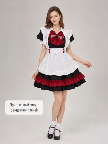 Lolita maid cosplay costume, black and red