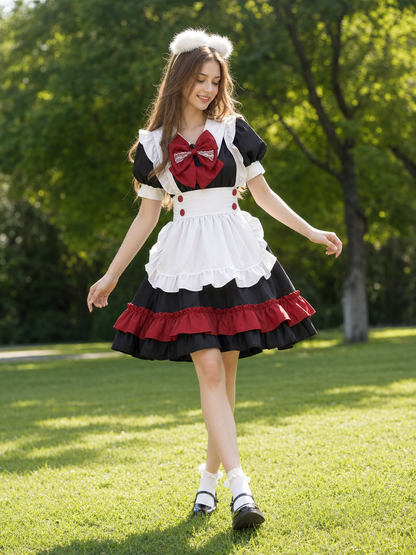 Lolita maid cosplay costume, black and red