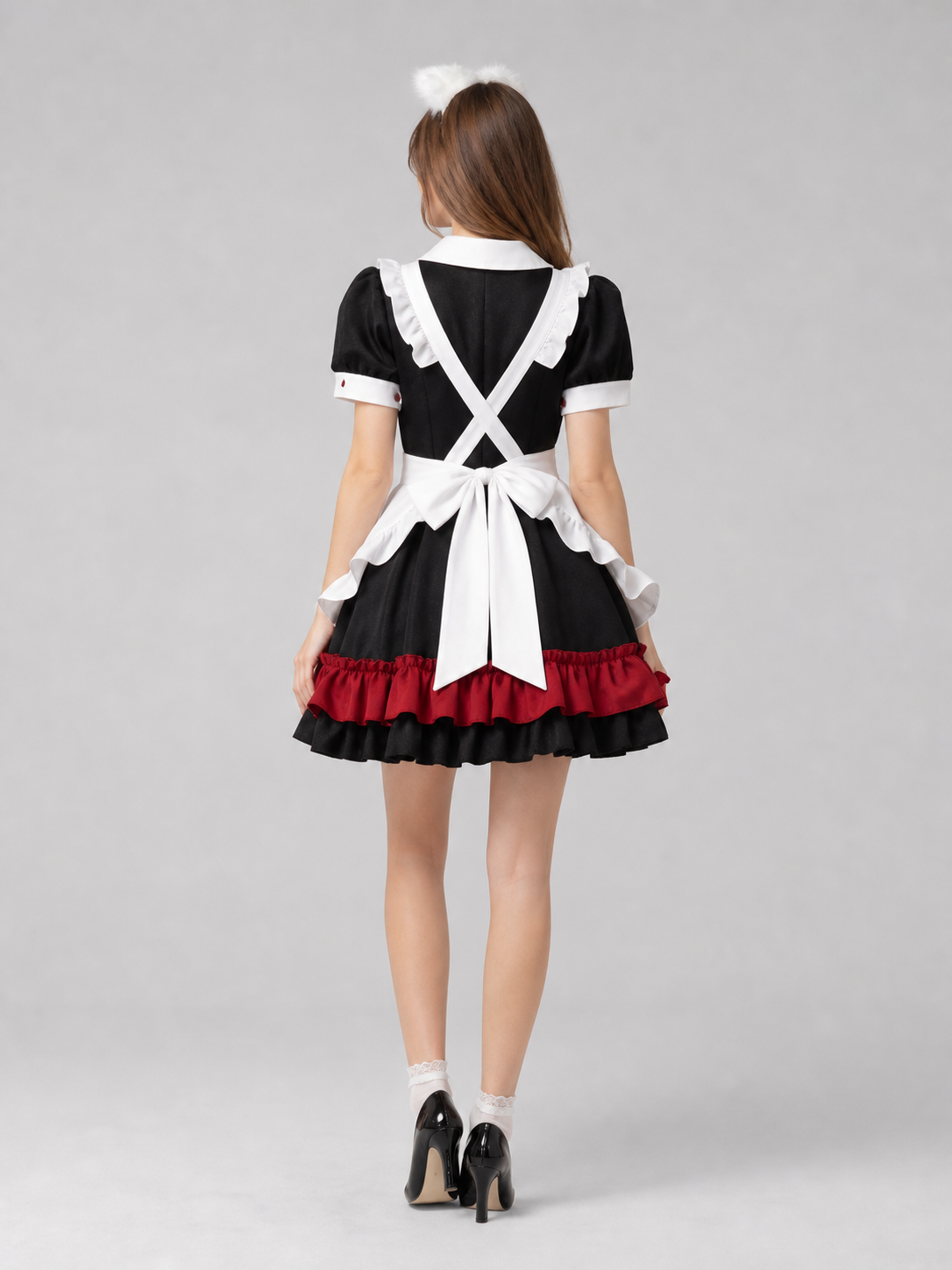 Lolita maid cosplay costume, black and red