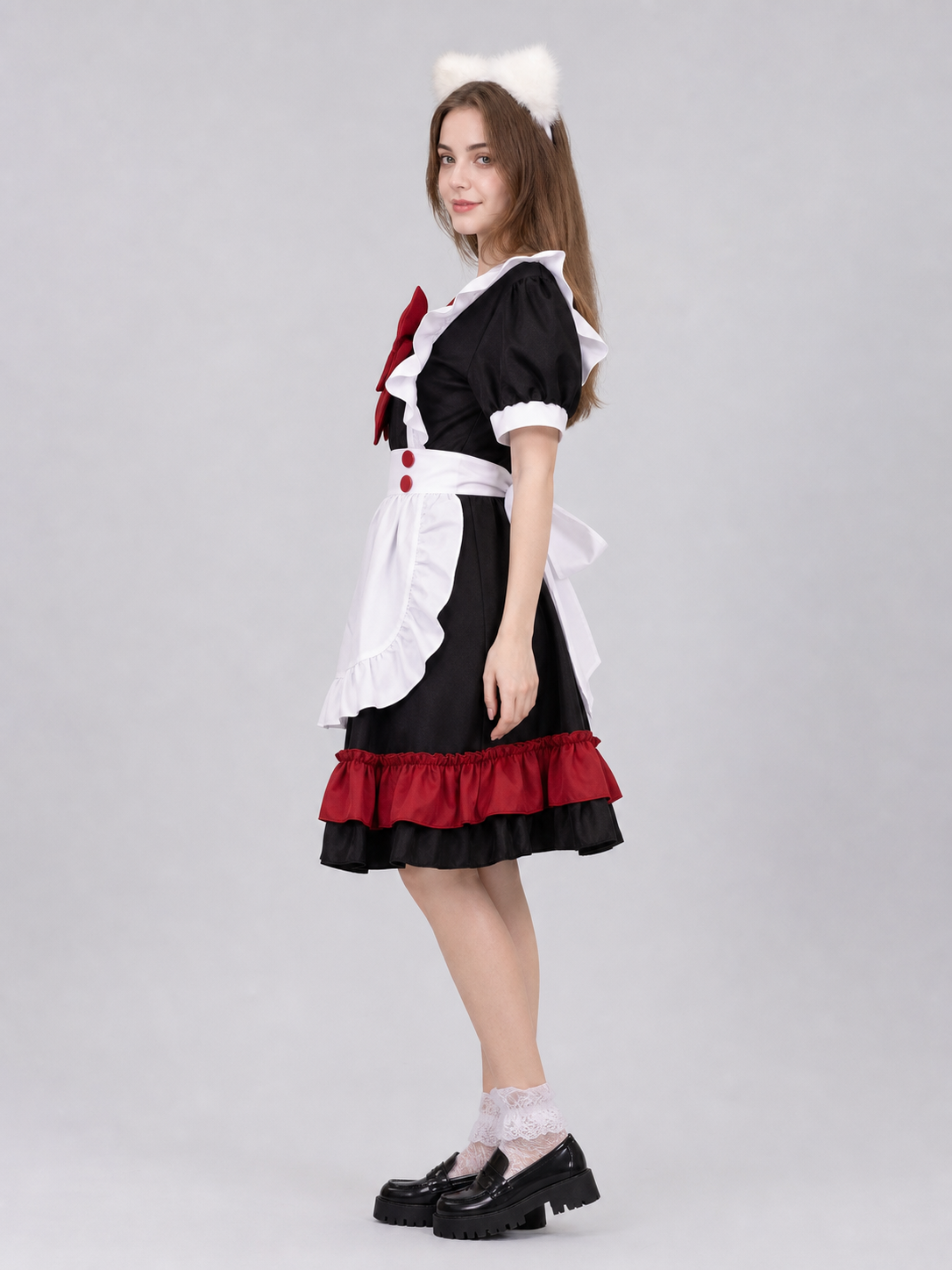 Lolita maid cosplay costume, black and red