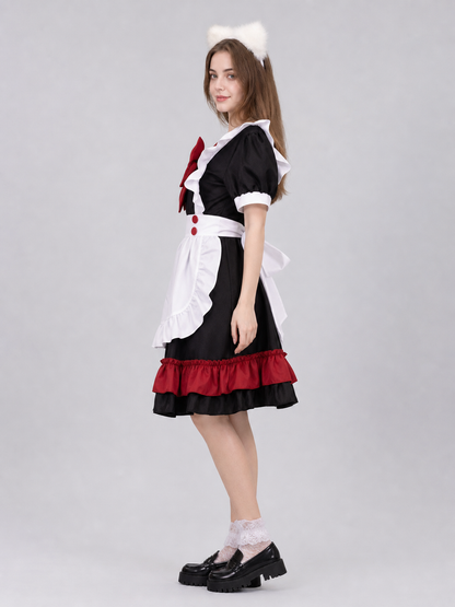 Lolita maid cosplay costume, black and red