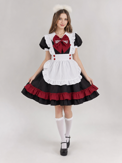 Lolita maid cosplay costume, black and red