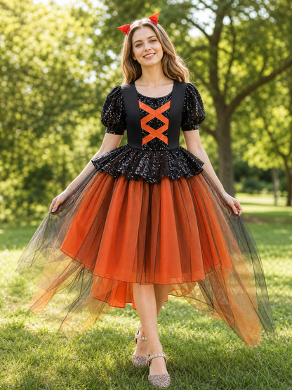 Pumpkin Halloween Costume Dress for Girls