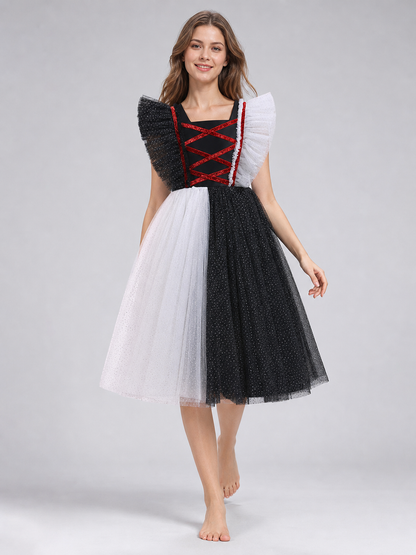 Girls' Pumpkin Halloween Dress on-model walking view 2