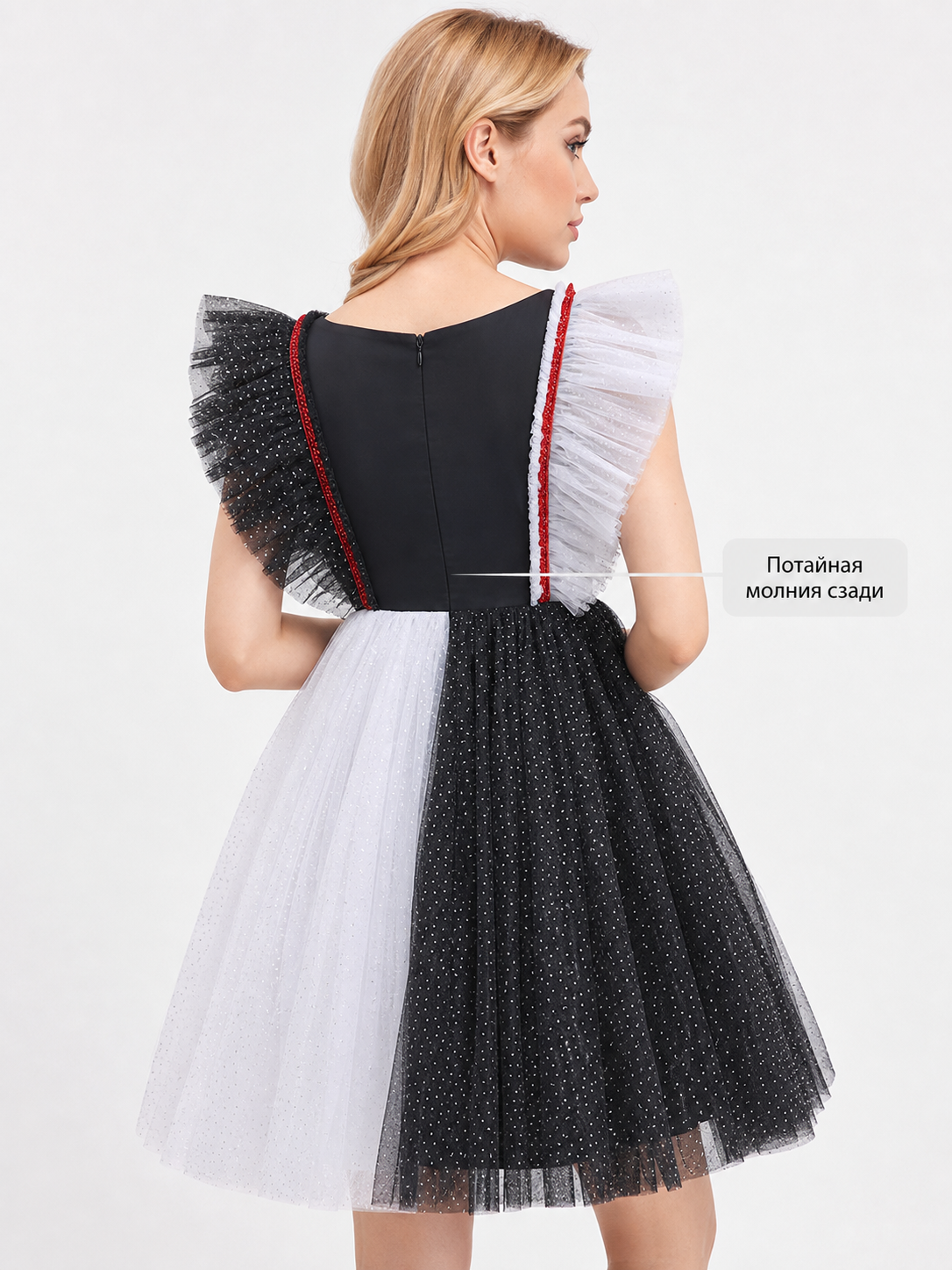 Girls' Pumpkin Halloween Dress back detail view 2