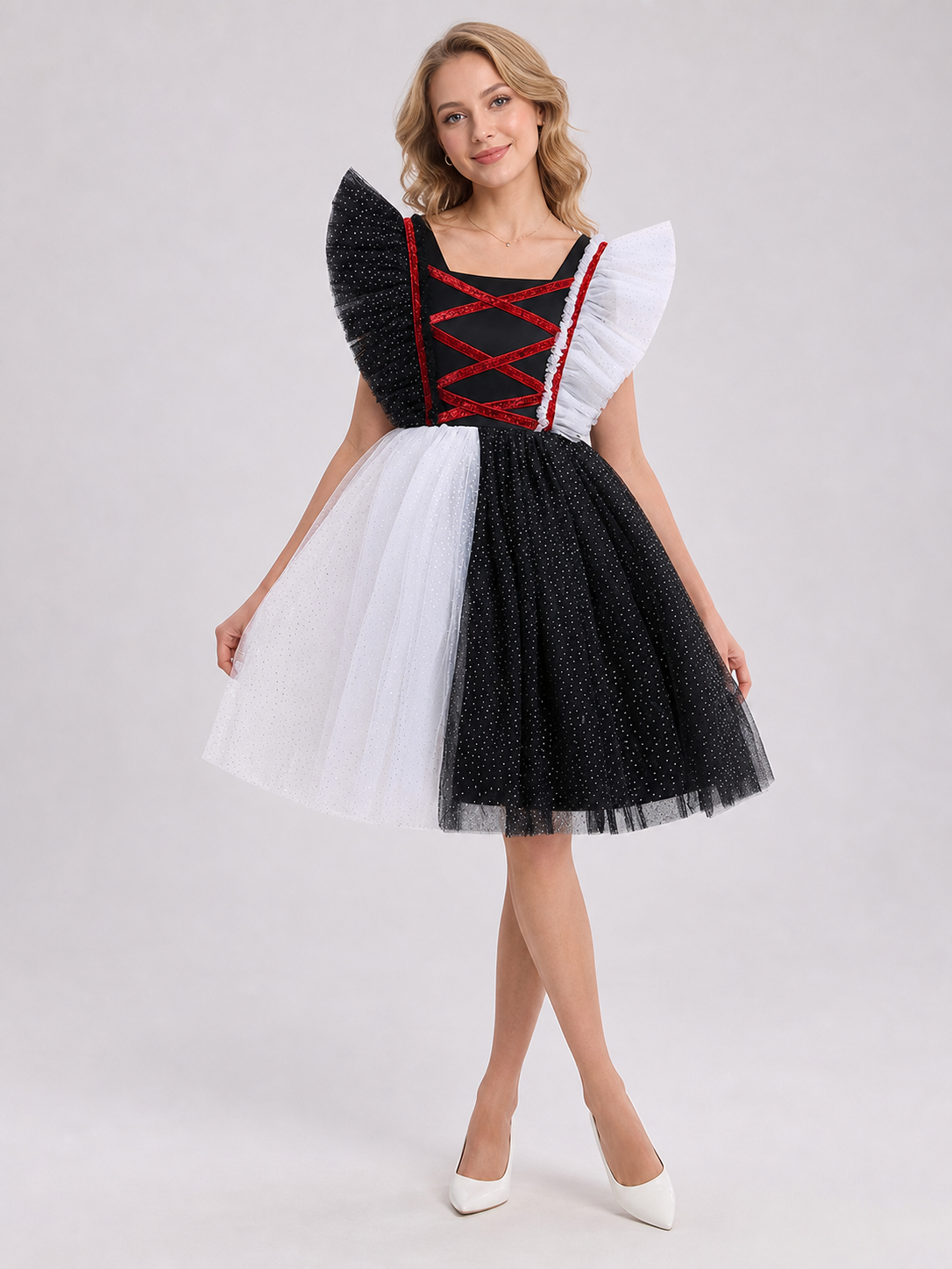 Girls' Pumpkin Halloween Dress on-model styling view 2