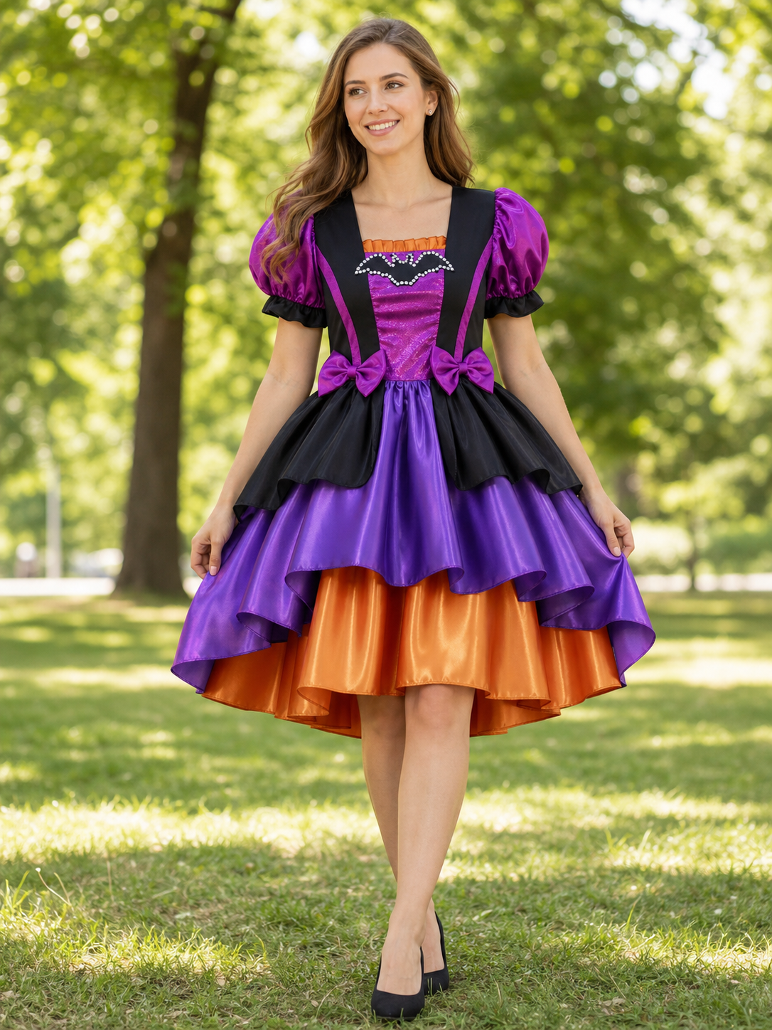 Kids' Halloween Witch Costume with Hat and Purse