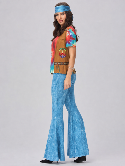 70s Disco Costume with Top, Vest, and Flared Pants