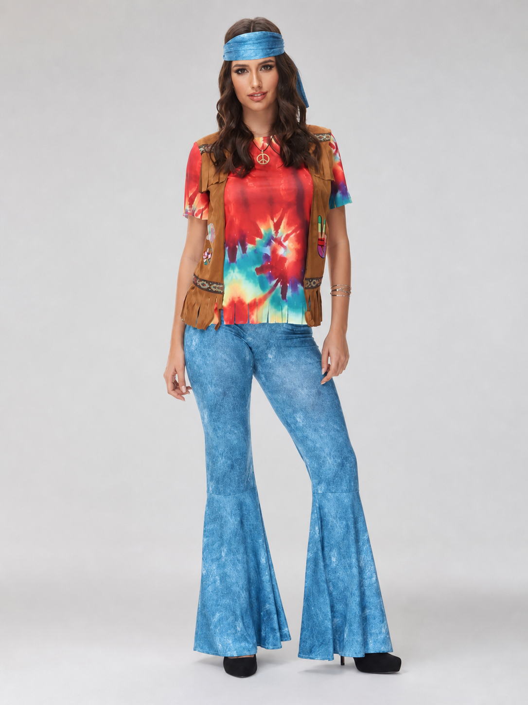 70s Disco Costume with Top, Vest, and Flared Pants