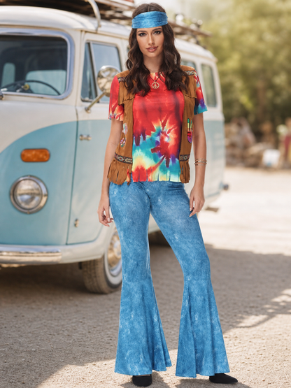 70s Disco Costume with Top, Vest, and Flared Pants