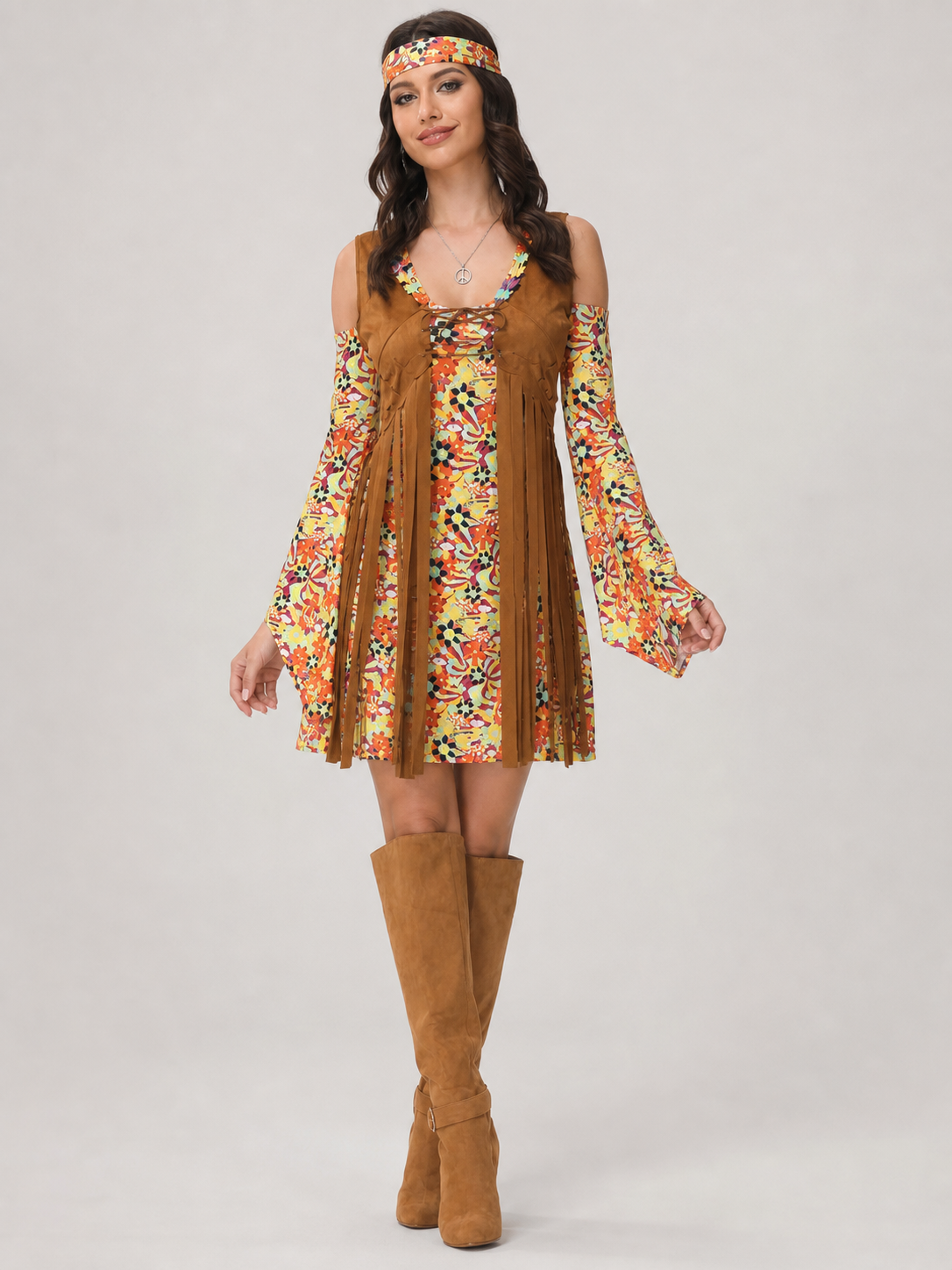 Retro disco-style dress costume with headband