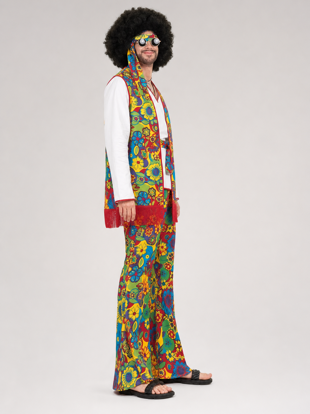 60s Retro Hippie Costume with Wig and Glasses