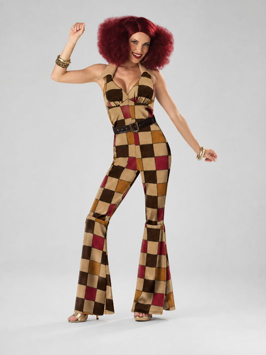 Retro Plaid Carnival Jumpsuit with Belt