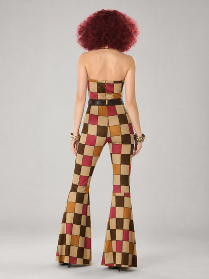 Retro Plaid Carnival Jumpsuit with Belt