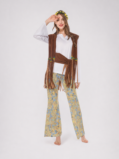 70s Hippie Boho Costume with Vest and Pants