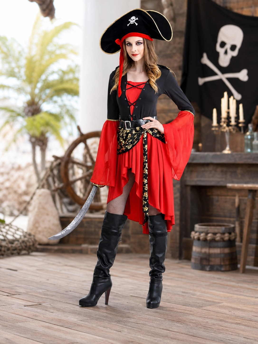 Pirate costume with hat and dress