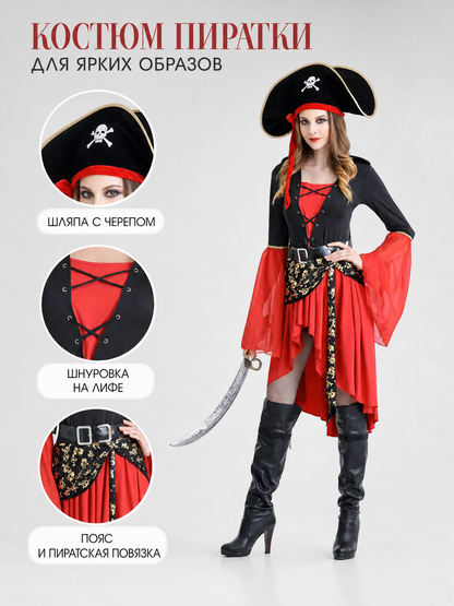 Pirate costume with hat and dress