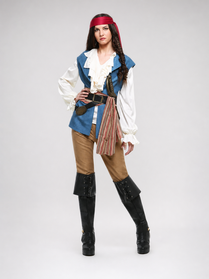 Pirate Costume with Blouse, Vest, and Headband