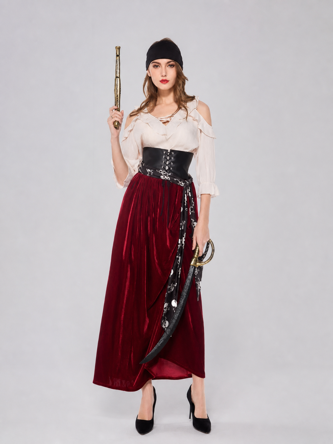 Pirate Carnival Costume with Corset and Skirt