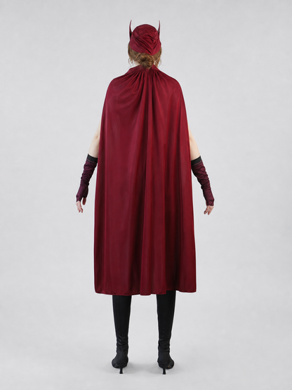 Scarlet Witch-style superhero costume with cape