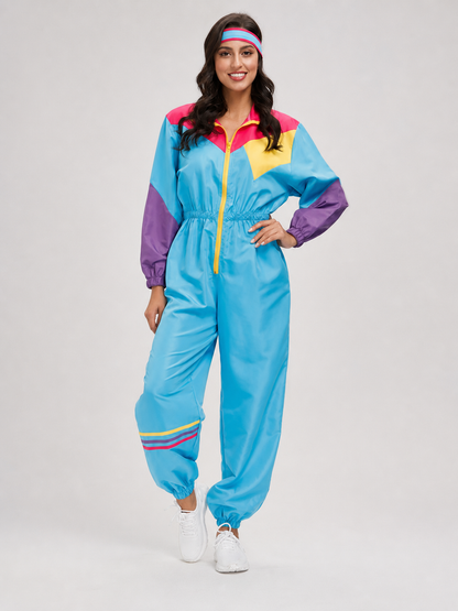 70s Retro Disco Jumpsuit with Headband