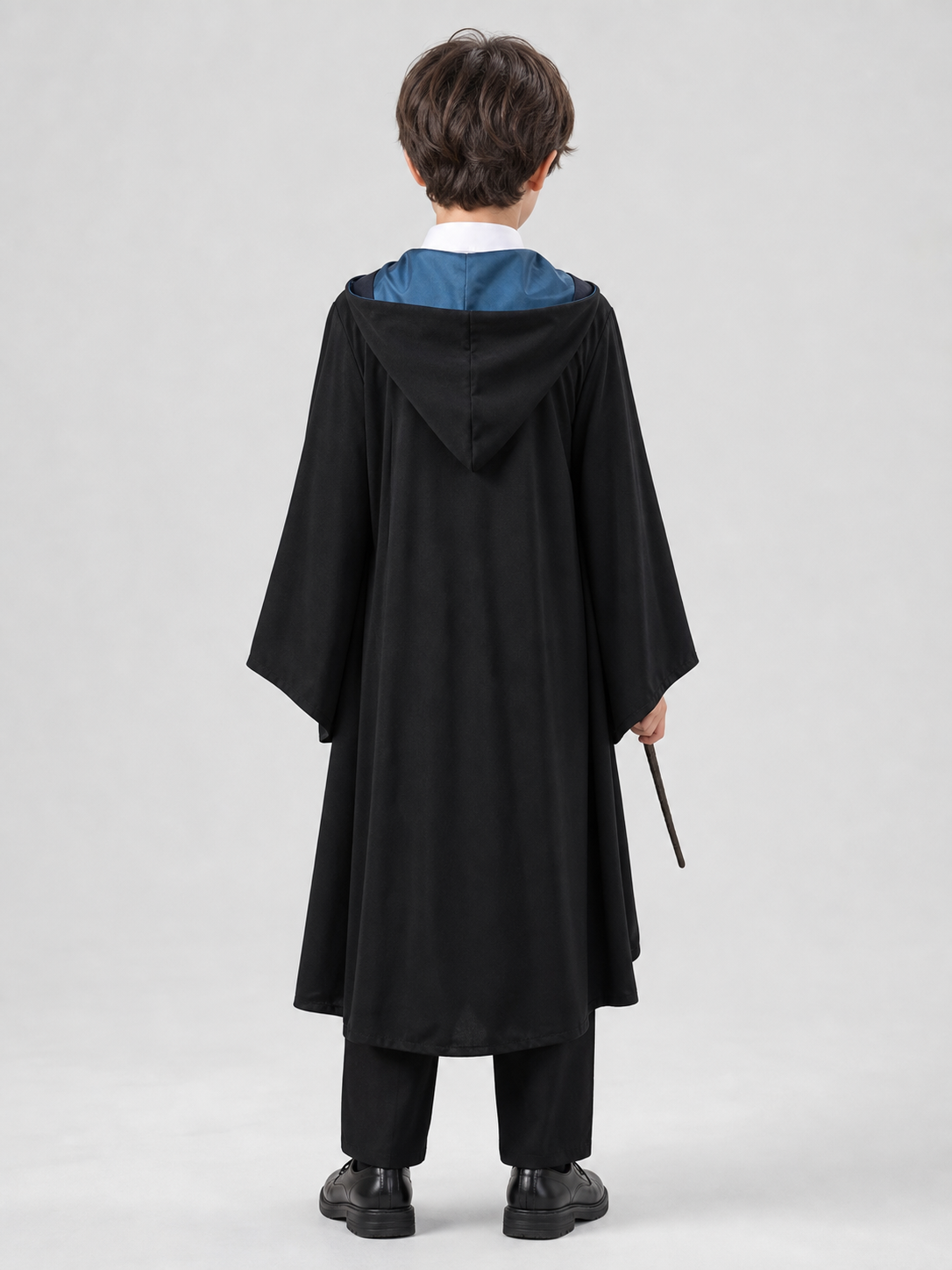 Wizard Costume with Robe, Hat, Glasses, and Scarf back view 3