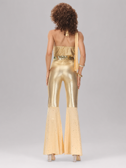 ’80s Disco Costume: Retro Halter Jumpsuit