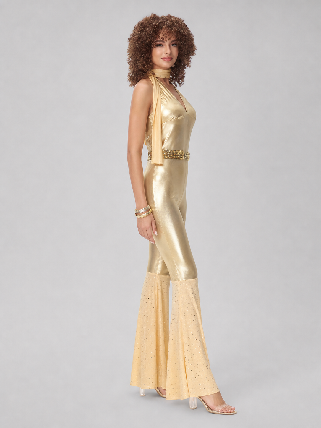 1980s Disco Costume: Retro Halter Jumpsuit