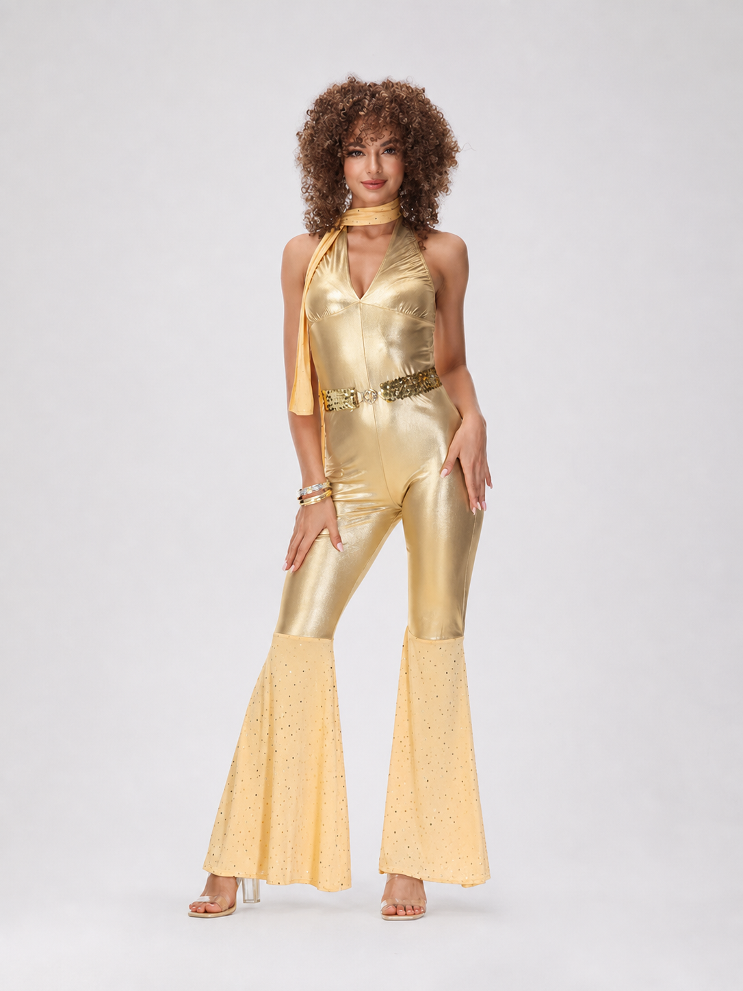 1980s Disco Costume: Retro Halter Jumpsuit