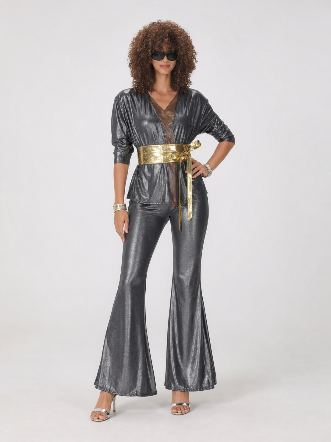 Retro disco costume: top, pants, and wide belt