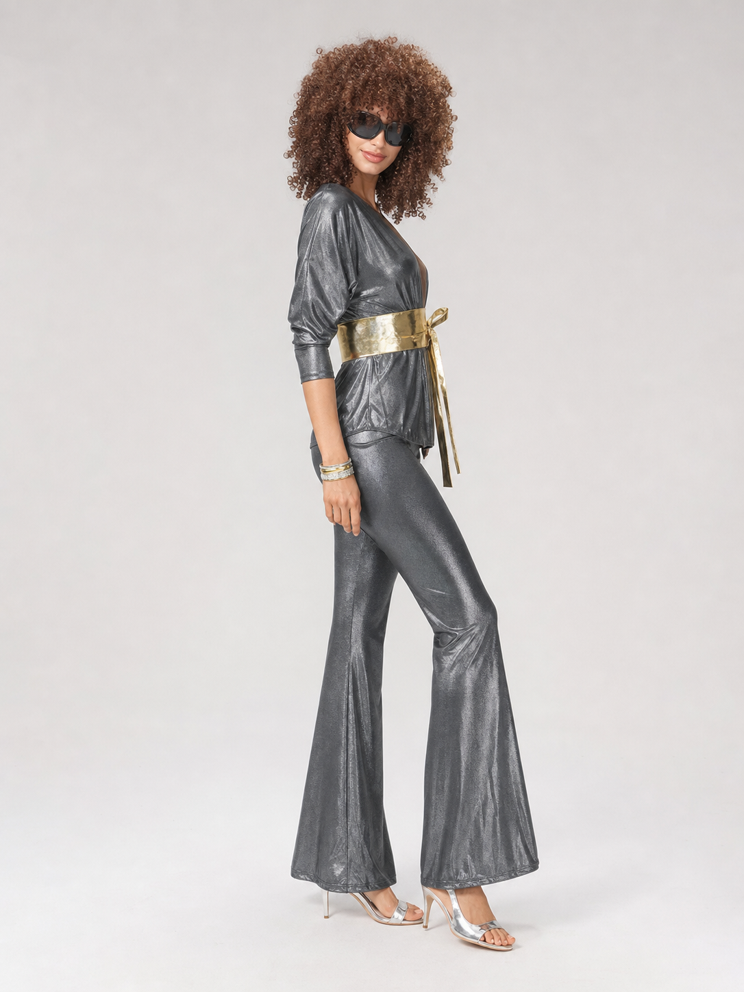 Retro disco costume: top, pants, and wide belt