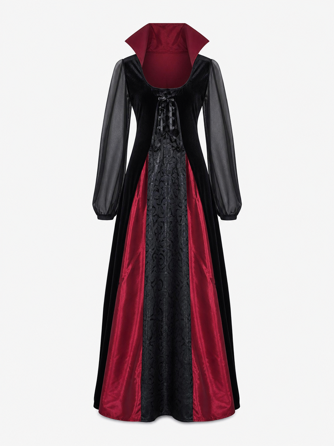 Gothic Halloween Costume Dress with Collar