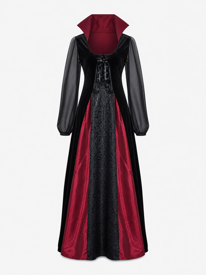 Gothic Halloween Costume Dress with Collar