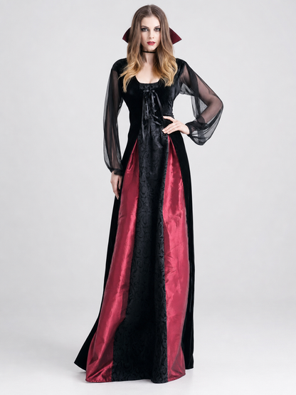 Gothic Halloween Costume Dress with Collar