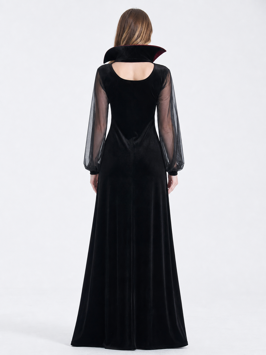 Gothic Halloween Costume Dress with Collar