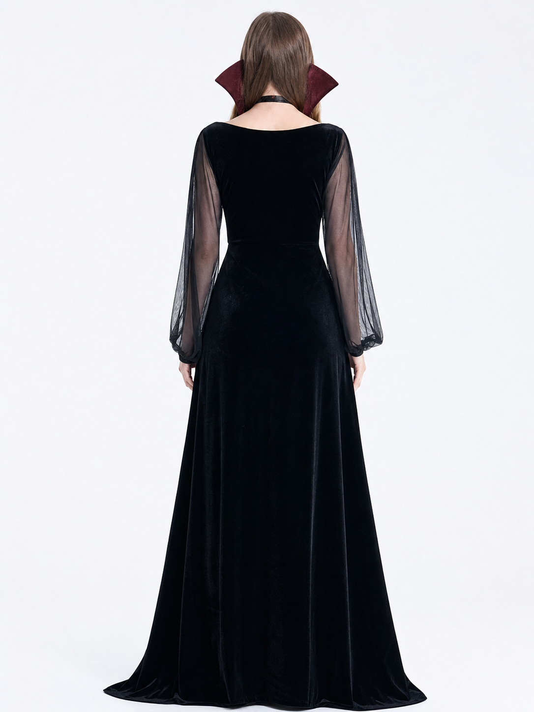 Gothic Halloween Costume Dress with Collar