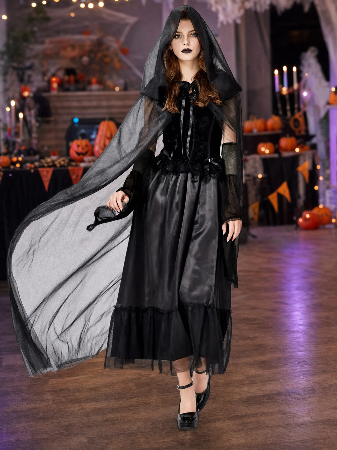 Women's Gothic Hooded Dress Costume