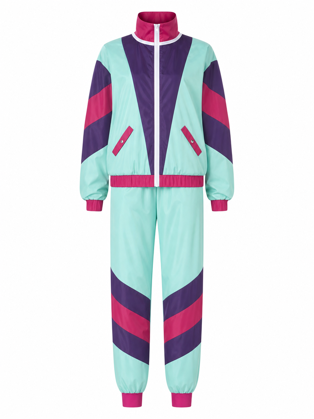 Retro Tracksuit with Color-Block Panels