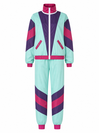 Retro Tracksuit with Color-Block Panels