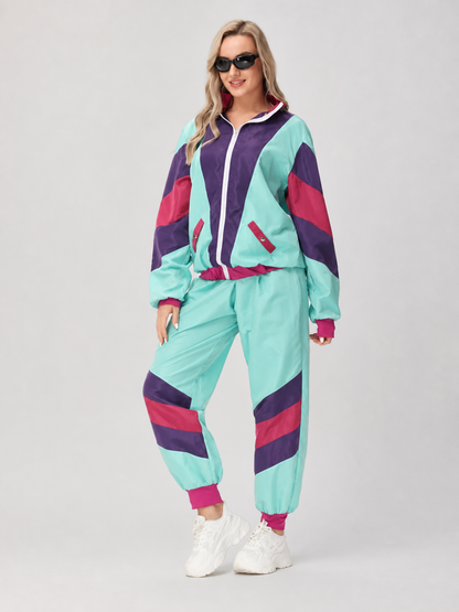 Retro Tracksuit with Color-Block Panels