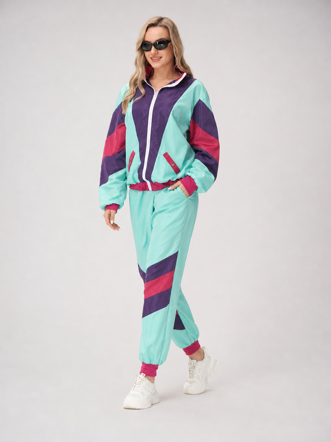 Retro Tracksuit with Color-Block Panels
