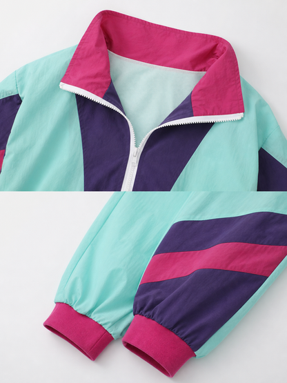 Retro Tracksuit with Color-Block Panels