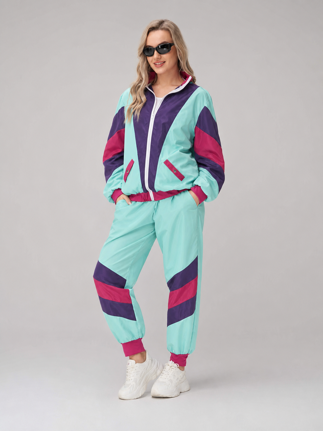 Retro Tracksuit with Color-Block Panels