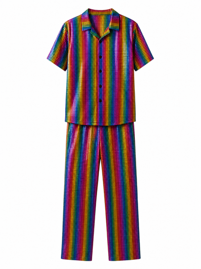 Retro Striped Disco Costume: Shirt and Pants