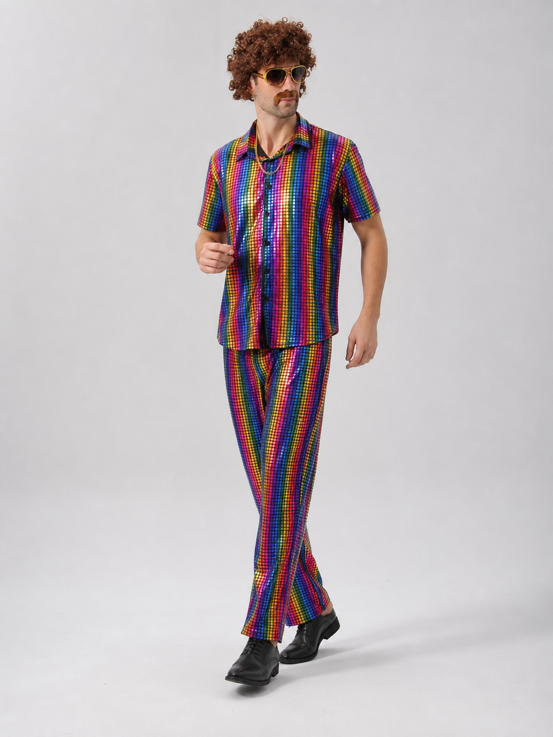 Retro Striped Disco Costume: Shirt and Pants