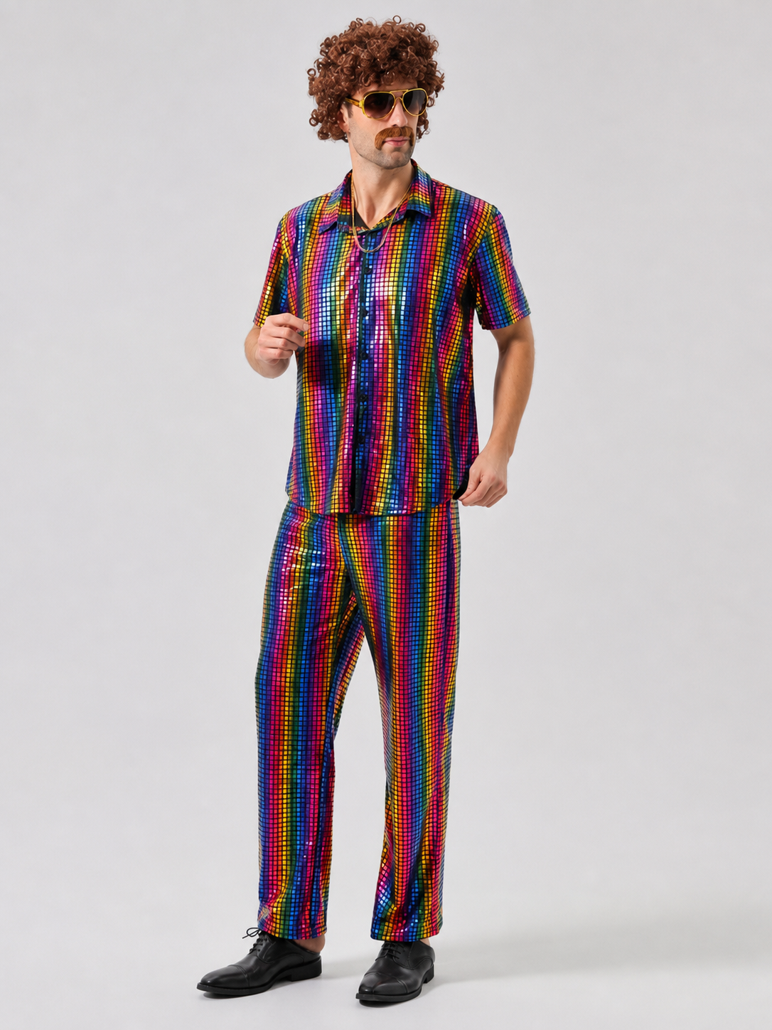 Retro Striped Disco Costume: Shirt and Pants